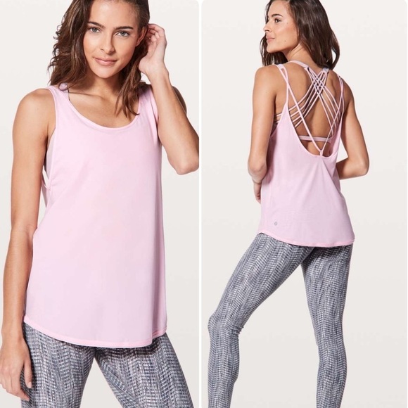 Lululemon Women's Let It Slip Strappy Back Tank Top Pearl Pink Sz S Relaxed Fit - Picture 1 of 10
